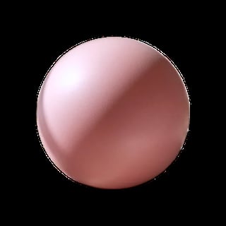Glossy rose gold sphere with soft lighting and shadow on black background