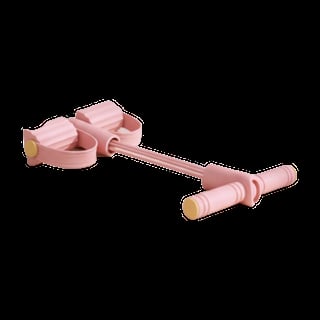 Pink beauty tool set with makeup applicators and storage compartments on black background